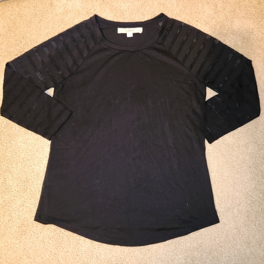 Loft petite long sleeve shirt black xs